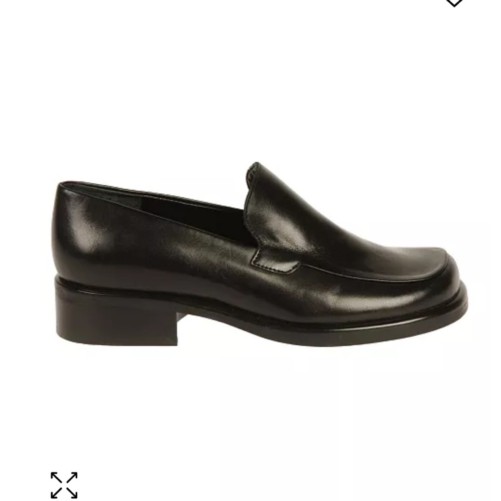 Franco Sarto Womens 9 W Bocca Flex Loafer Slip On Black Leather Block Heel Y2K